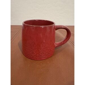 Hearth & Hand Magnolia Red Stoneware Mug Textured Embossed Design Coffee Cup 8oz